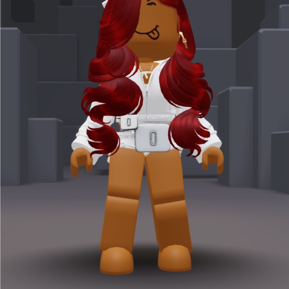 Stylish Red Hair Avatar with White Outfit